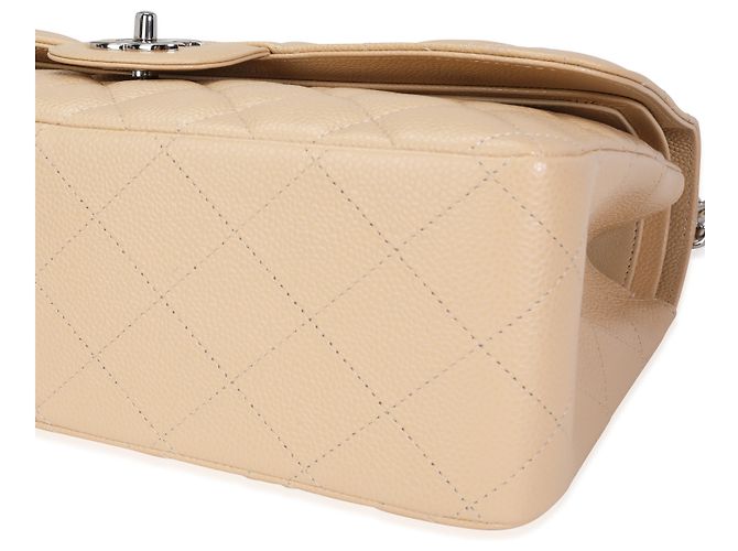 Timeless Bolsa Chanel Bege Acolchoada Caviar Jumbo Classic forrada com aba Marrom - vista 5