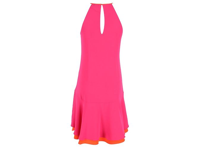 Diane Von Furstenberg Vestido a capas con cuello halter Kera en triacetato rosa - vista 3