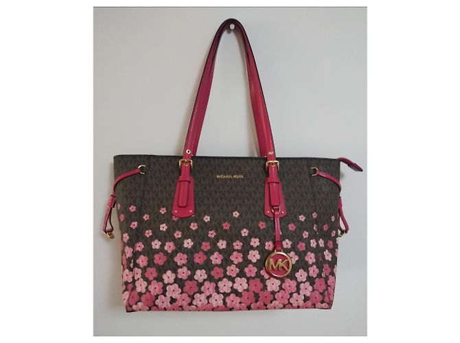 Borsa Shopping Michael Kors Monogramma Rosa e Pelle - vista 3