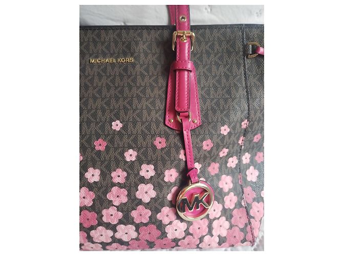 Borsa Shopping Michael Kors Monogramma Rosa e Pelle - vista 7