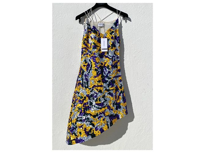 Autre Marque Osman Pailletten Kleid asymmetrisch Multicolour Mehrfarben - Ansicht 2