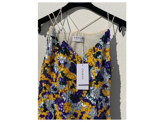 Autre Marque Osman Pailletten Kleid asymmetrisch Multicolour Mehrfarben - Ansicht 4