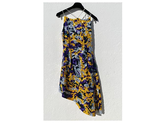 Autre Marque Osman Pailletten Kleid asymmetrisch Multicolour Mehrfarben - Ansicht 9