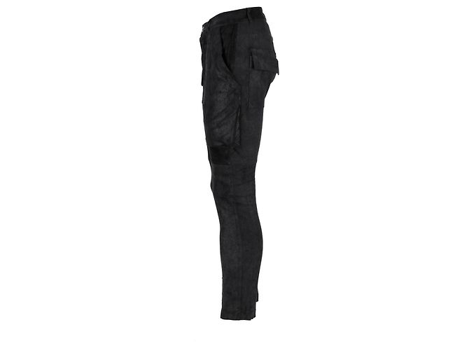 Rick Owens DRKSHDW Strap-Detail Biker Jeans in Black Cotton - view 2
