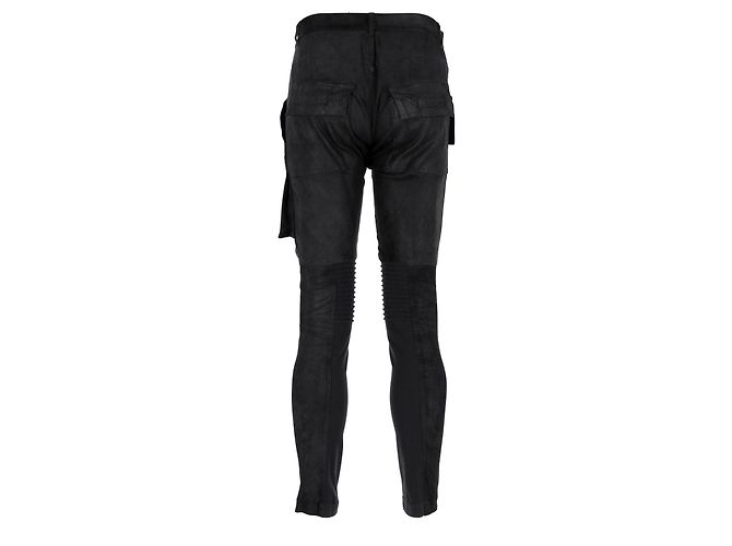 Rick Owens DRKSHDW Strap-Detail Biker Jeans in Black Cotton - view 3