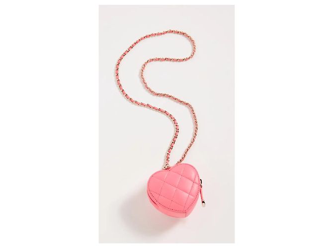Wallet On Chain Chanel MINI borsa cuore in pelle rosa - vista 2