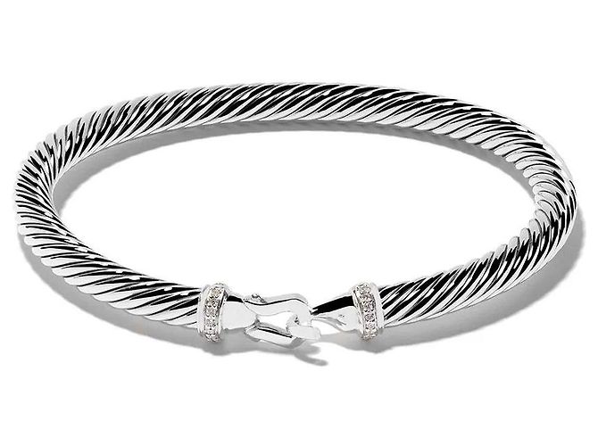 Pulseira com fivela David Yurman Cable Collectibles em prata e diamantes - vista 4