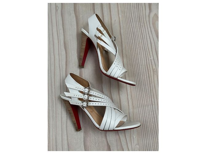 Christian Louboutin Guernica 100 Kalb/Cuoio-Absatzsandale Weiß - Ansicht 2