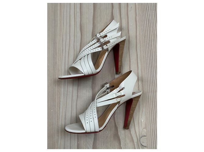Christian Louboutin Guernica 100 Kalb/Cuoio-Absatzsandale Weiß - Ansicht 3