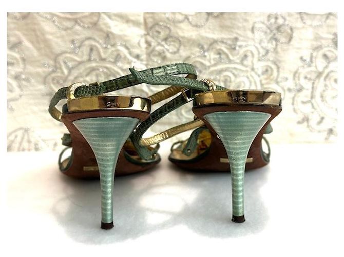 Shy TIMIDI sandali con pavone in cristallo Verde - vista 4