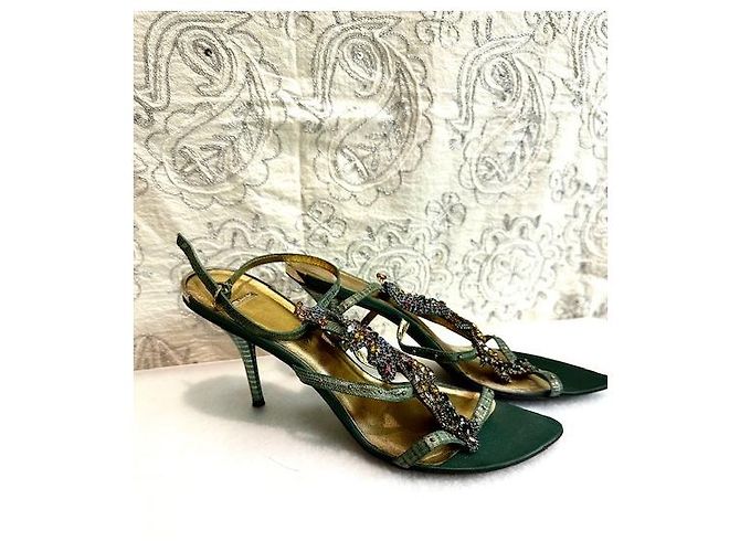 Shy TIMIDI sandali con pavone in cristallo Verde - vista 7
