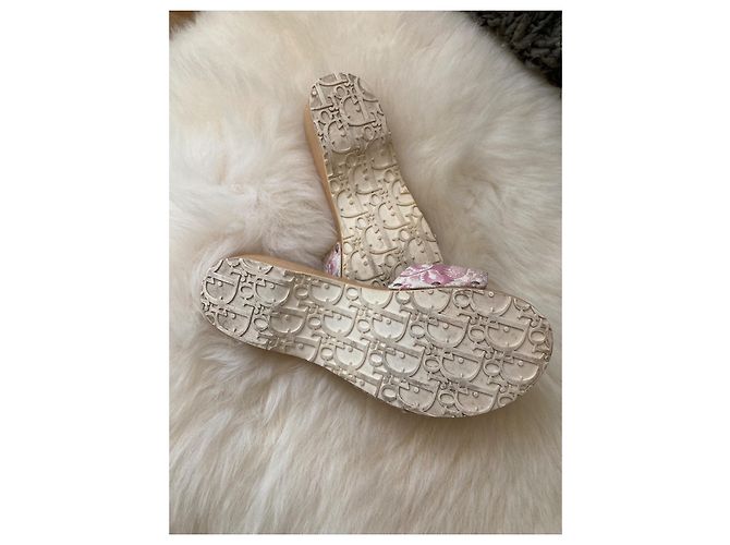 Zoccoli Dior Rosa con suola in legno - vista 2