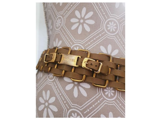 Chanel Gürtel Camel Leder und Goldfarbenes Metall Golden Kamel - Ansicht 3