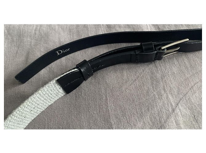 Cintura Dior Homme in pelle nera e tessuto grigio Nero - vista 14