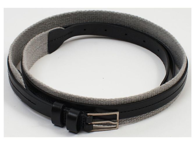 Cintura Dior Homme in pelle nera e tessuto grigio Nero - vista 2