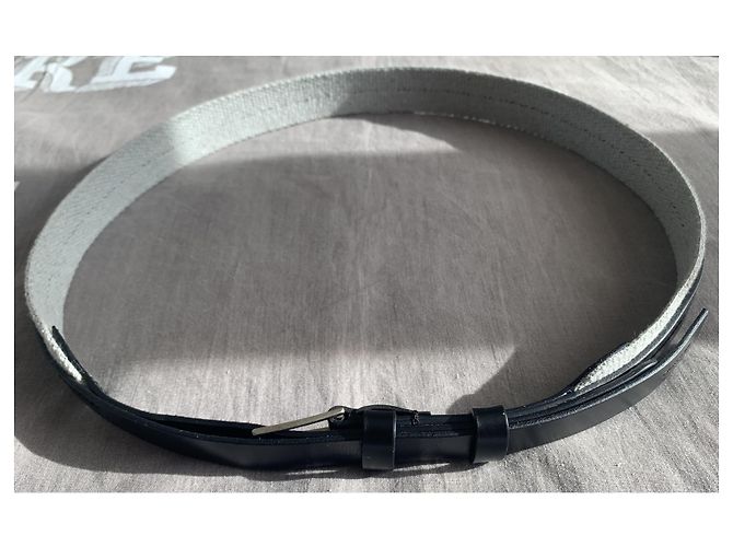 Cintura Dior Homme in pelle nera e tessuto grigio Nero - vista 3