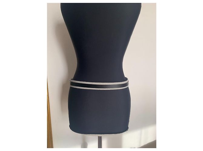 Cintura Dior Homme in pelle nera e tessuto grigio Nero - vista 4
