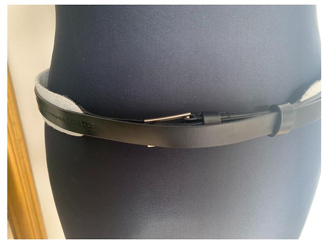 Cintura Dior Homme in pelle nera e tessuto grigio Nero - vista 6