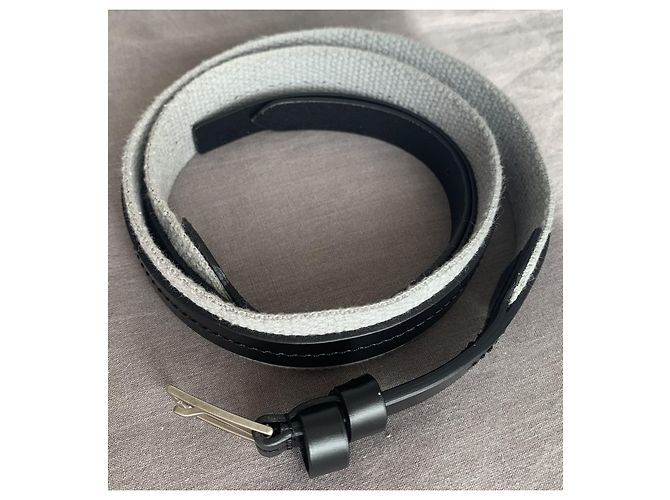 Cintura Dior Homme in pelle nera e tessuto grigio Nero - vista 8