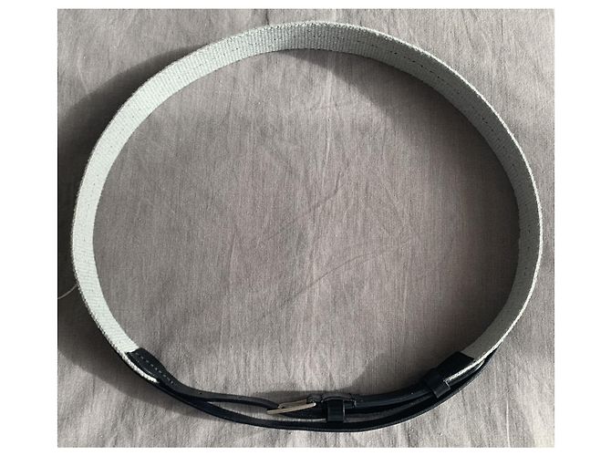 Cintura Dior Homme in pelle nera e tessuto grigio Nero - vista 9