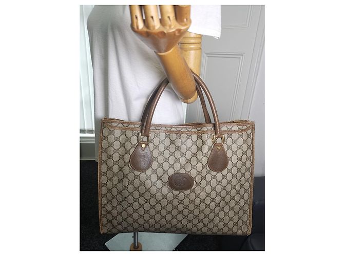 Gucci Monogramm Tote Bag Beige Stoff - Ansicht 2