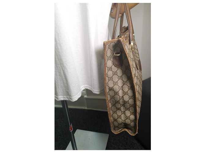 Gucci Monogramm Tote Bag Beige Stoff - Ansicht 6