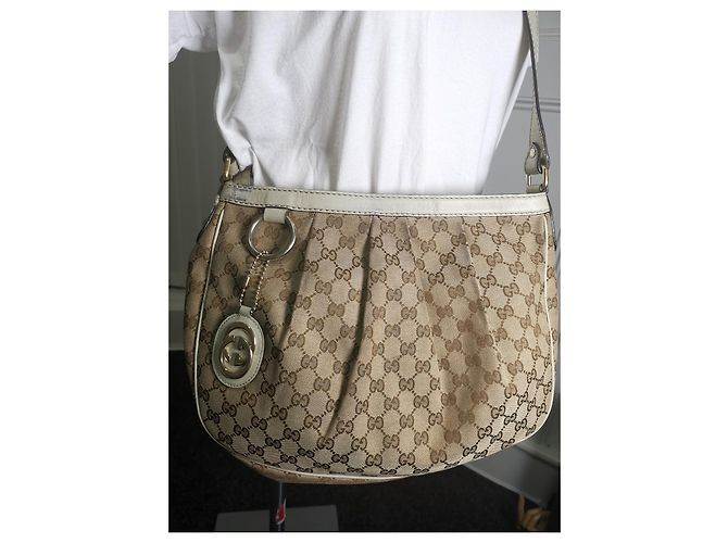 Borsa a tracolla Gucci Monogramma Beige in Tela - vista 2