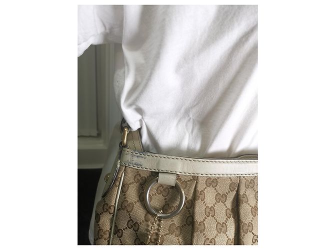 Borsa a tracolla Gucci Monogramma Beige in Tela - vista 3