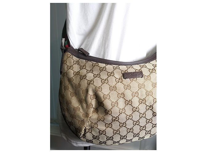 Borsa a tracolla Gucci marrone in tessuto - vista 3
