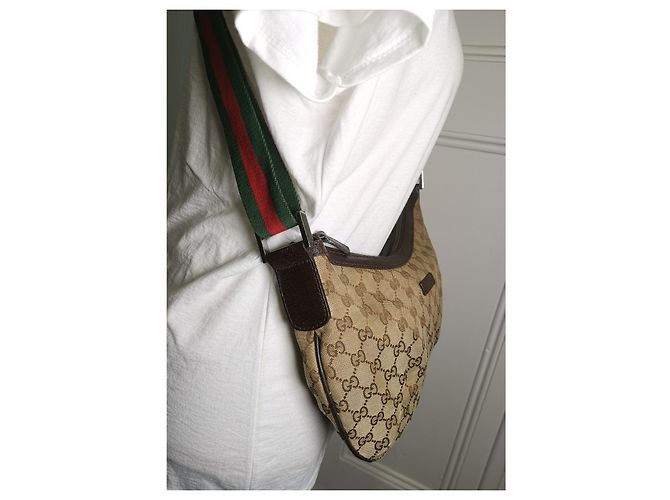 Borsa a tracolla Gucci marrone in tessuto - vista 4