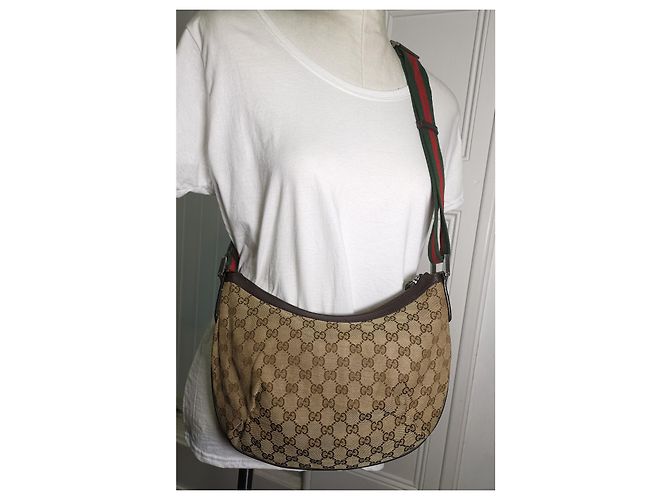 Borsa a tracolla Gucci marrone in tessuto - vista 5