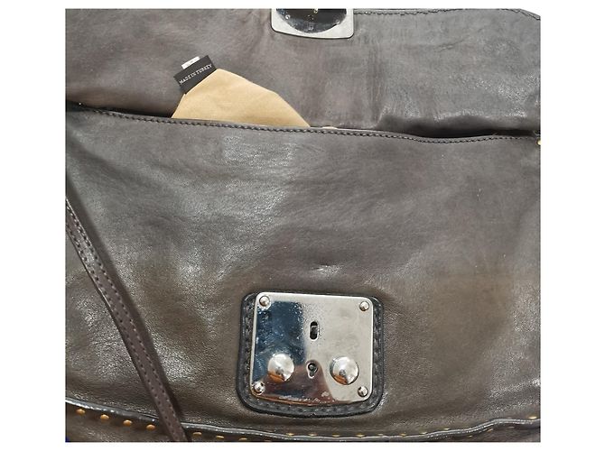 Borsa da viaggio Miu Miu in pelle con borchie grigia Grigio - vista 7