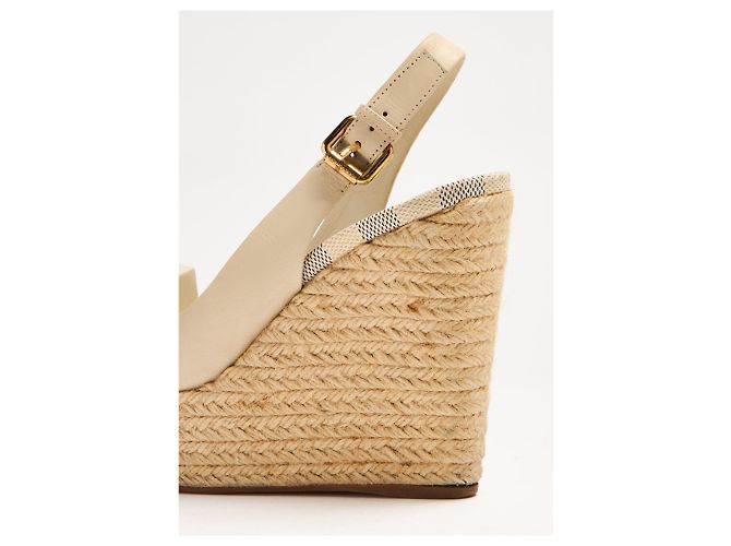 Sandali con zeppa espadrillas decorati Louis Vuitton Gossip Cube in pelle beige - vista 3