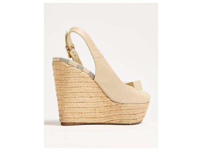 Sandali con zeppa espadrillas decorati Louis Vuitton Gossip Cube in pelle beige - vista 6