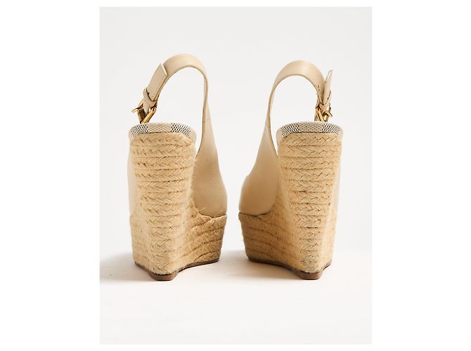 Sandali con zeppa espadrillas decorati Louis Vuitton Gossip Cube in pelle beige - vista 9