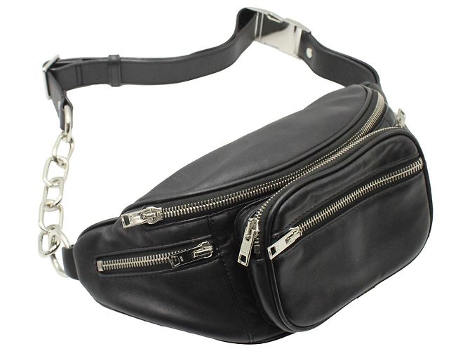 Alexander Wang Attica Fanny Pack em couro napa preto - vista 3