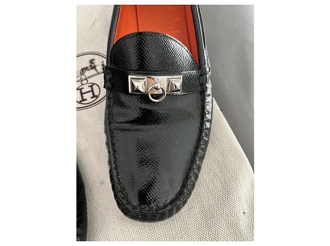 Ballerine Hermès Irving in vernice nera Nero - vista 2