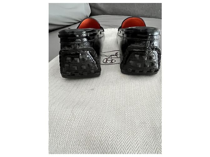 Ballerine Hermès Irving in vernice nera Nero - vista 6