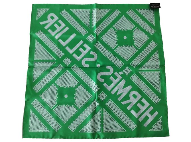 Hermès Hermes Zeitungsjunge aus grüner Seide - Ansicht 5