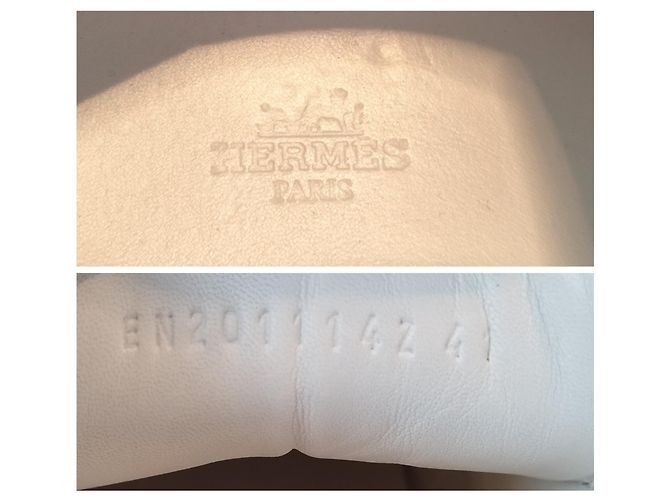 Sneakers Hermès Avantage in pelle bianca e arancione Bianco - vista 10