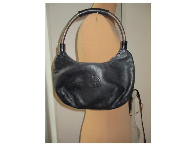 Giorgio Armani Saco 1/2 couro preto lua - vista 3