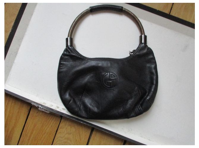 Giorgio Armani Saco 1/2 couro preto lua - vista 6
