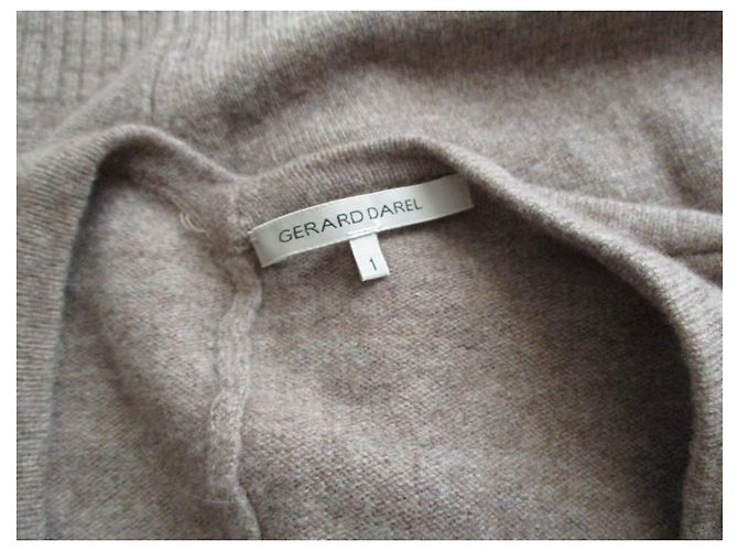 Gerard Darel Strickjacke aus Wolle und Kaschmir in Übergröße. Taille 1. Beige - Ansicht 5