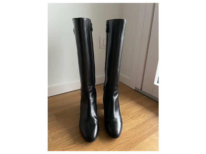 Geox Black Leather Knee High Boots - view 2