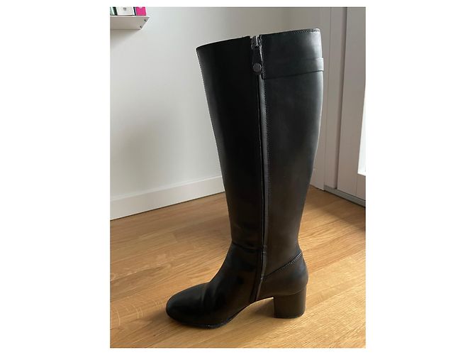 Geox Black Leather Knee High Boots - view 3