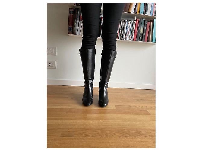 Geox Black Leather Knee High Boots - view 4