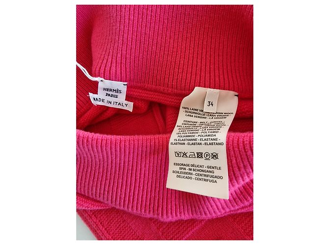 Pantalones cortos Hermès de lana rosa flash - vista 4