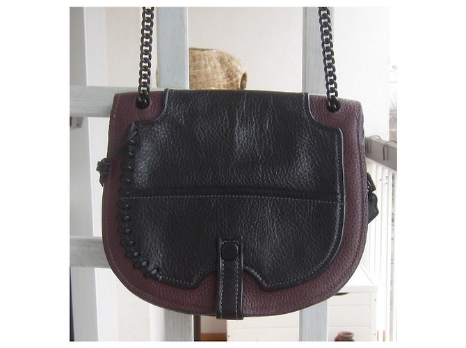 Borsa Coach in pelle martellata nera e bordeaux Nero - vista 10