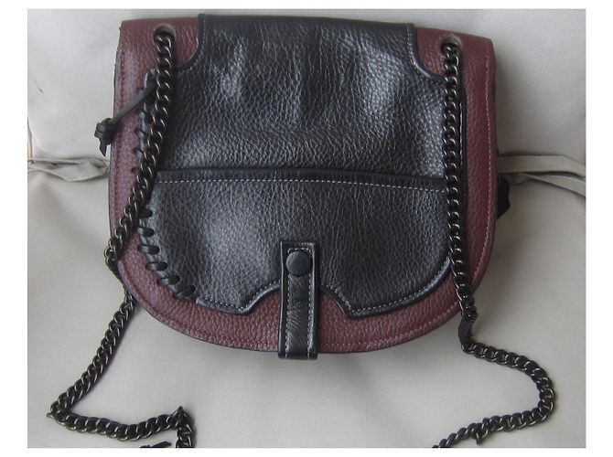 Borsa Coach in pelle martellata nera e bordeaux Nero - vista 2