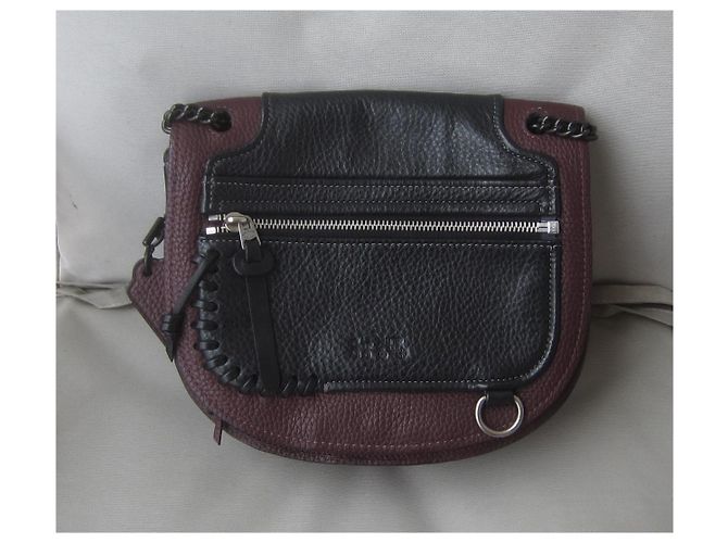 Borsa Coach in pelle martellata nera e bordeaux Nero - vista 3